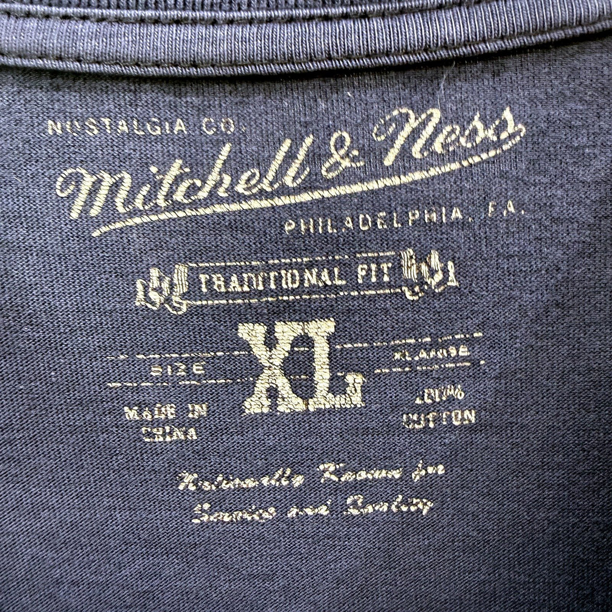 Mitchell & Basketball T-Shirt Ness Mens Vintage Retro Navy Blue Pullover Sz XL