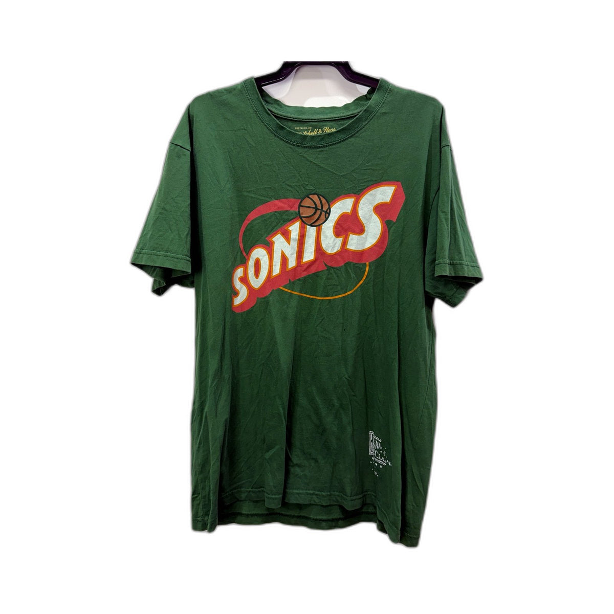 Mitchell & Ness Mens Vintage Green Basketball Pullover Sweatshirt - Large