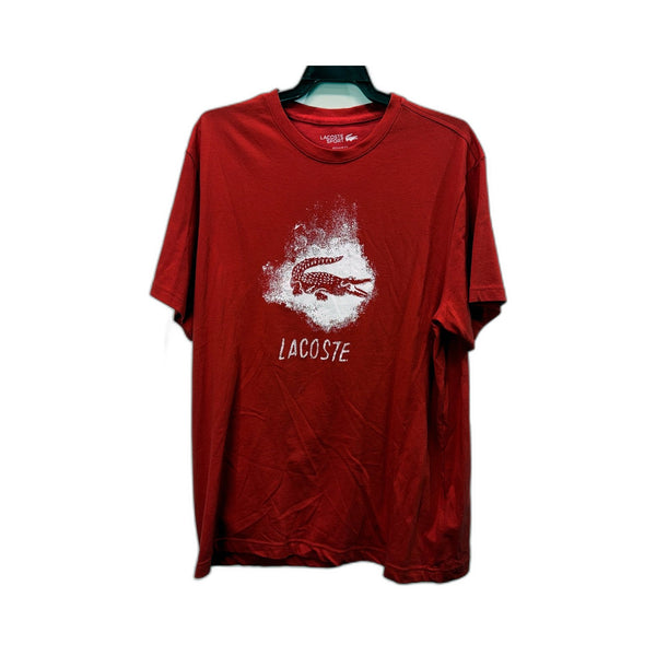 Lacoste Mens Graphic T-Shirt Comfortable Pullover Sweatshirt Red Size XL