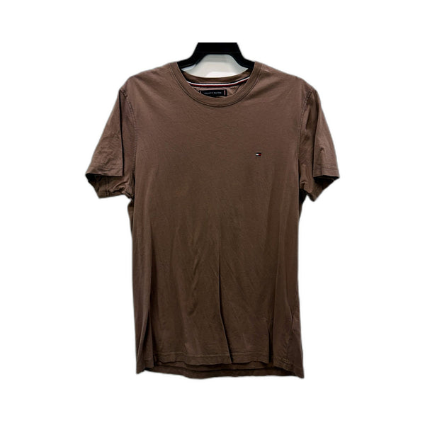 Tommy Hilfiger Womens Slim Fit Organic Cotton Crew Neck T-Shirt Brown Size M