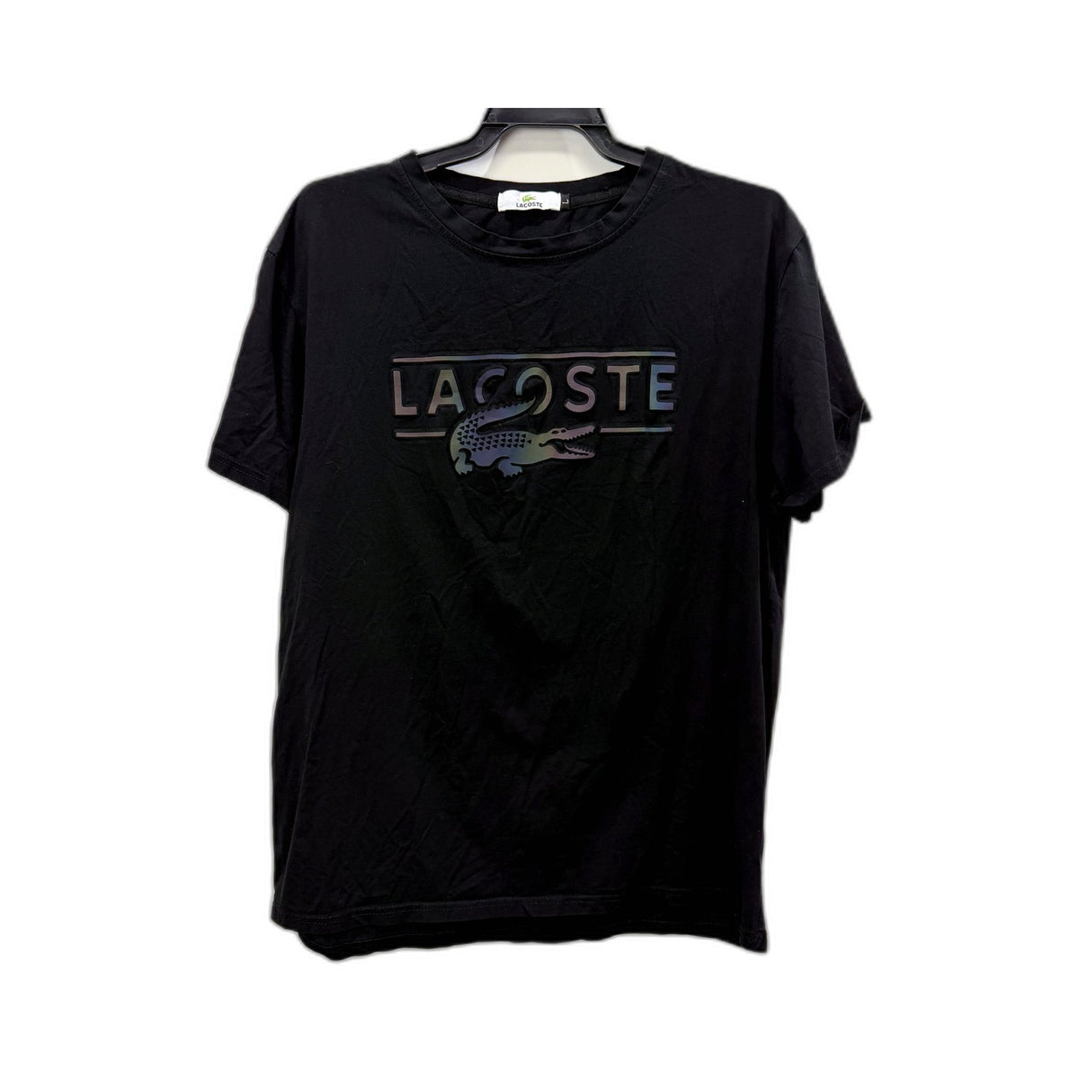 Lacoste Womens Graphic Cotton Spandex T-Shirt in Black, Size L