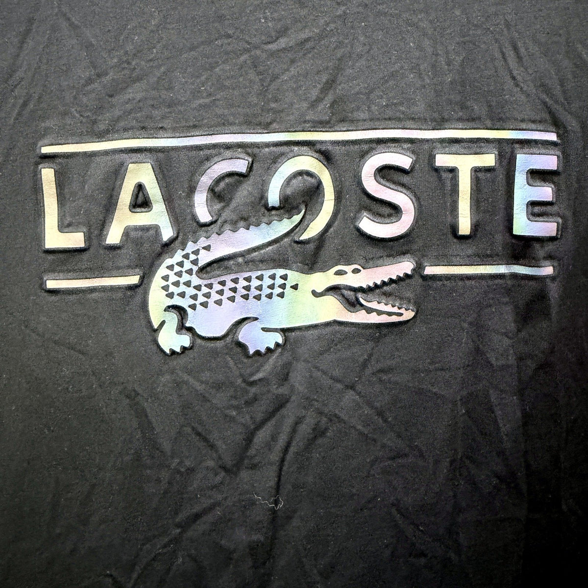 Lacoste Womens Graphic Cotton Spandex T-Shirt in Black, Size L