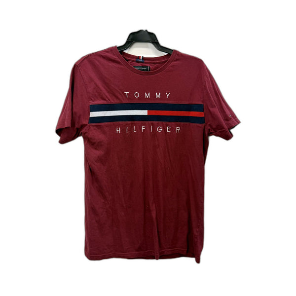 Tommy Hilfiger T-Shirt Womens Cotton Burgundy Slim Fit Size L