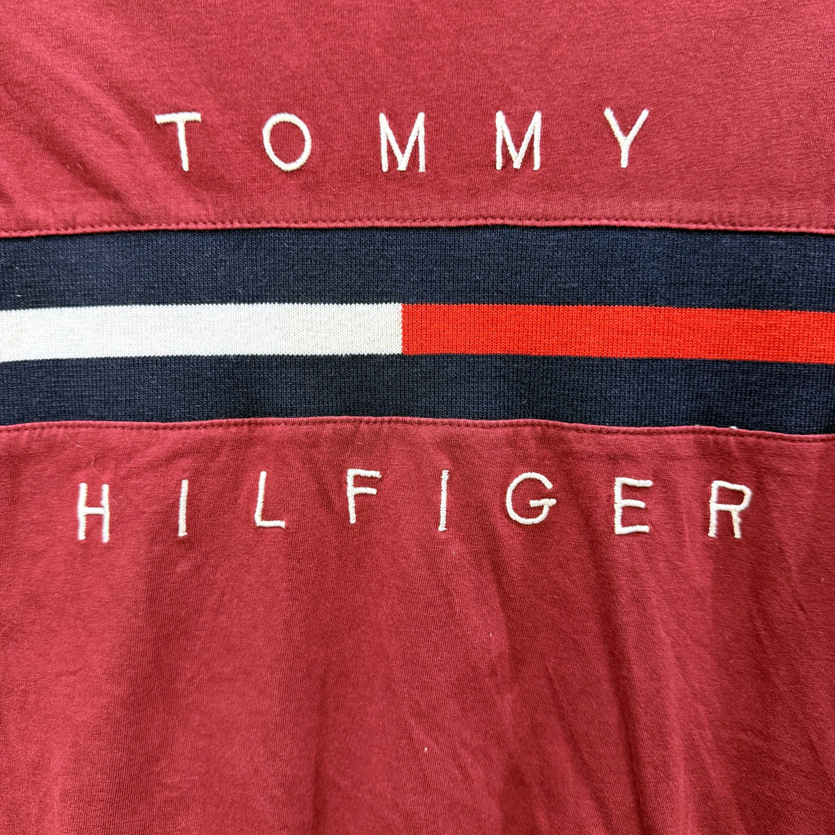 Tommy Hilfiger T-Shirt Womens Cotton Burgundy Slim Fit Size L