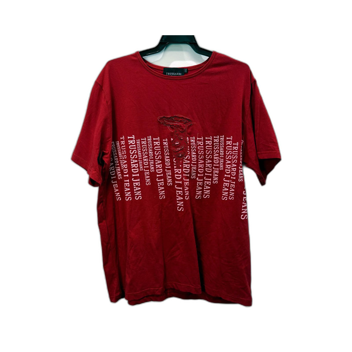 Trussardi Jeans Womens Red Graphic T-Shirt Bull Logo Vintage 3XL
