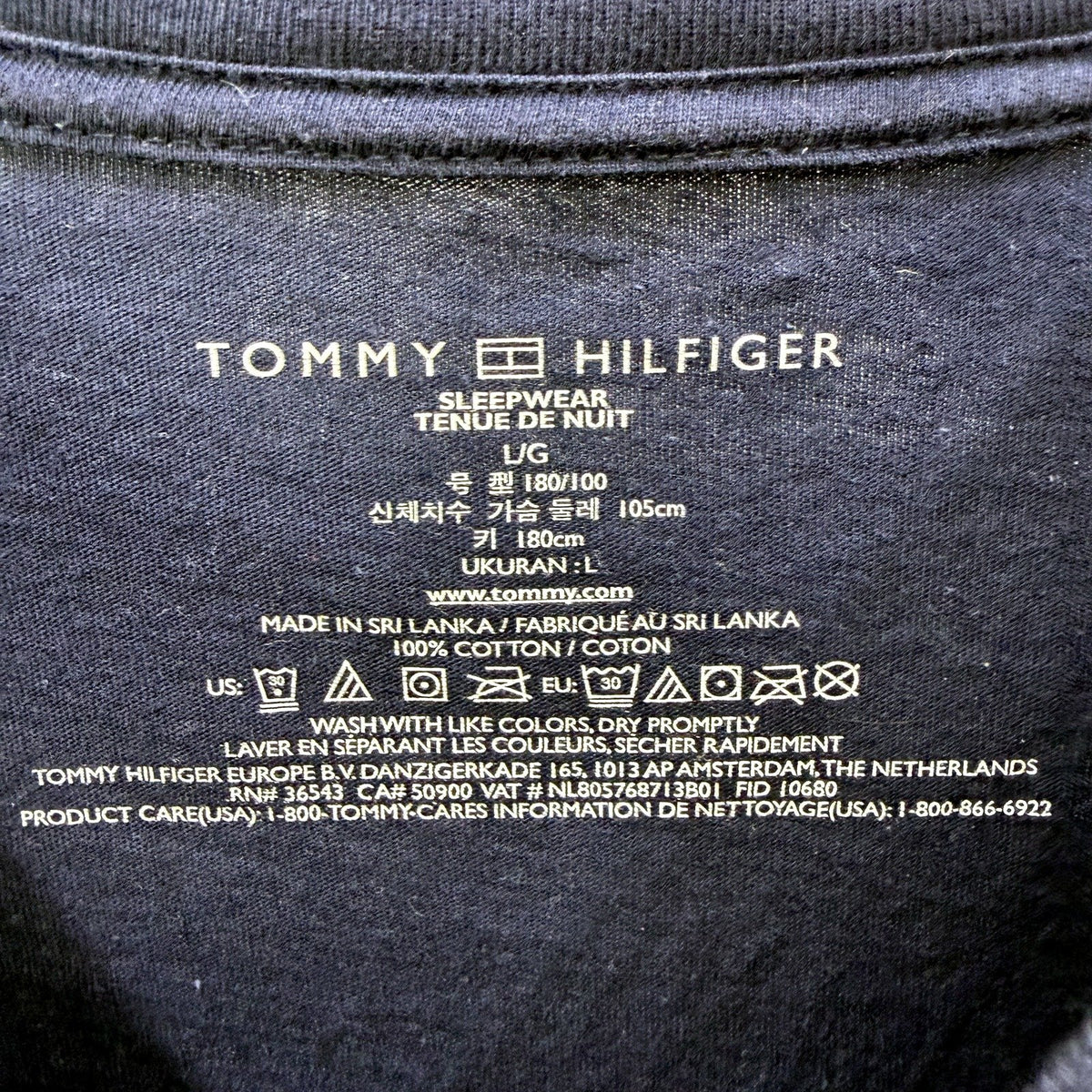 Tommy Hilfiger Mens Navy Blue Long Sleeve Sleepwear Top Size L