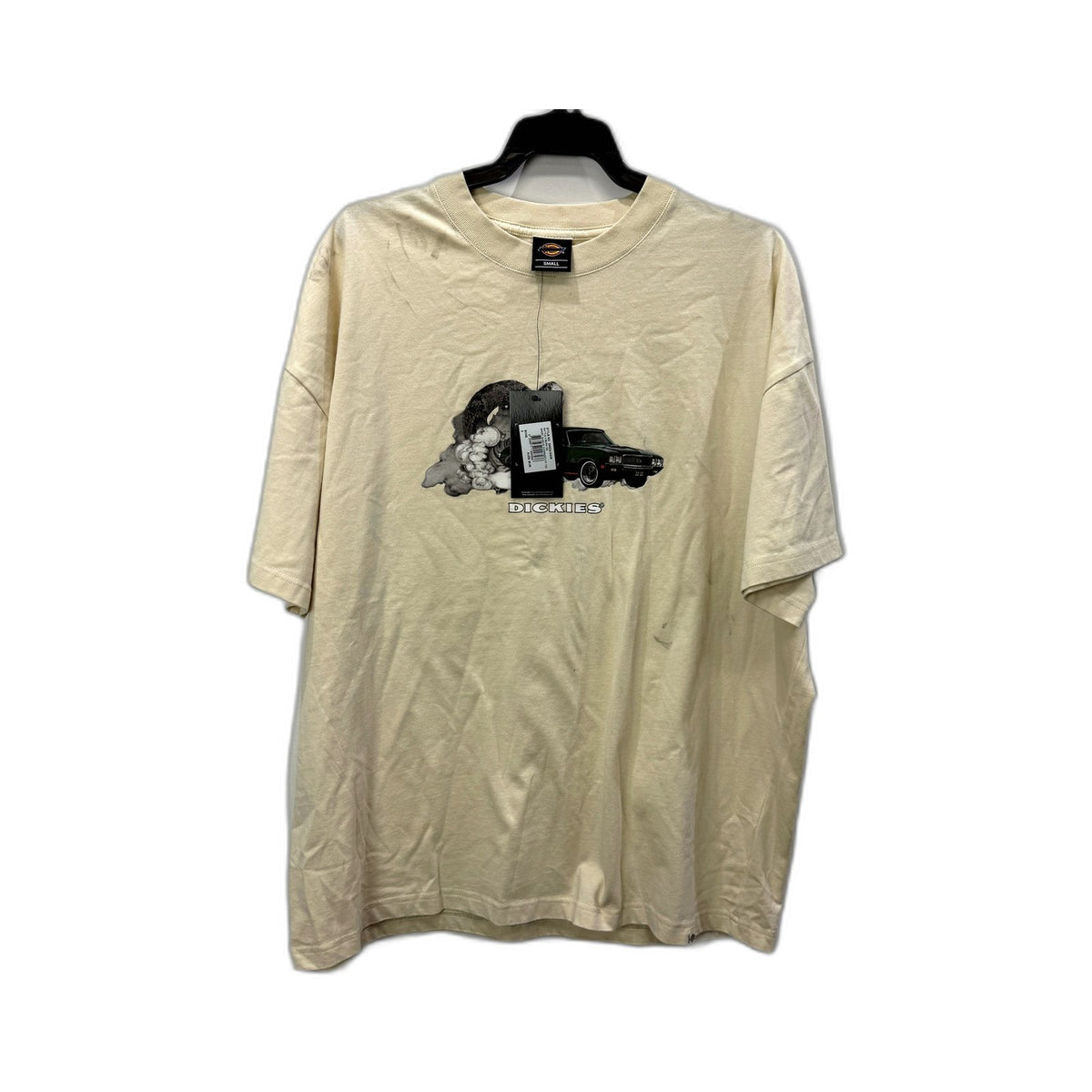 Dickies Mens Graphic T-Shirt Vintage Retro Print Cream Small NEW