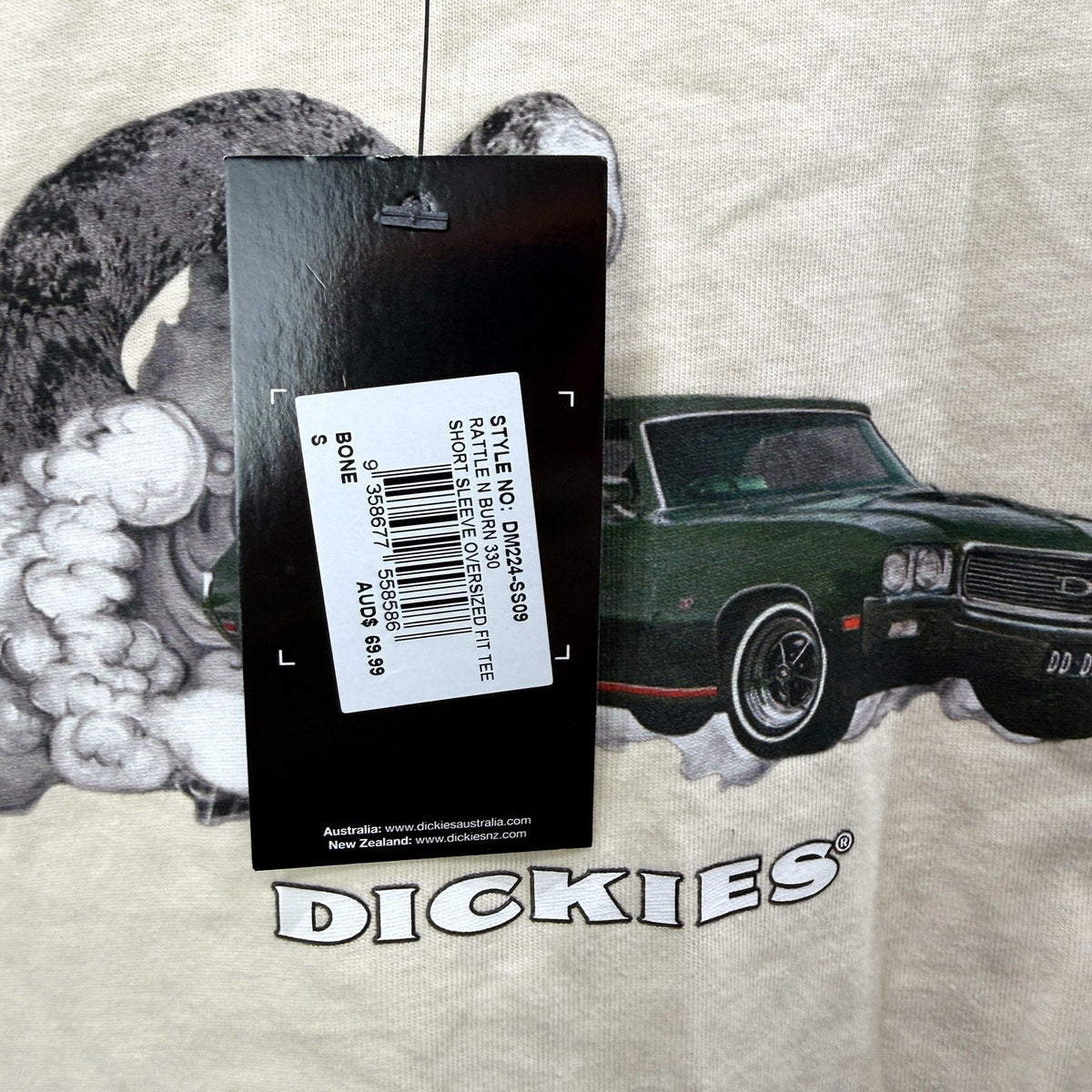 Dickies Mens Graphic T-Shirt Vintage Retro Print Cream Small NEW
