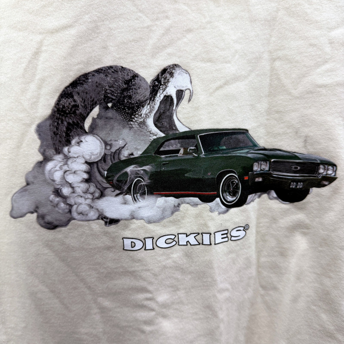 Dickies Mens Graphic T-Shirt Vintage Retro Print Cream Small NEW