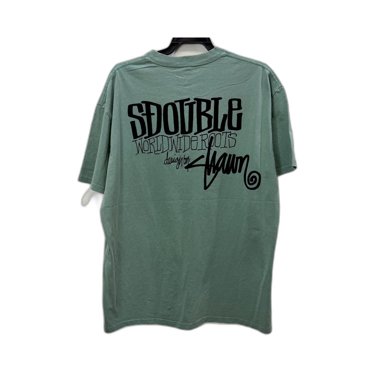 SDouble Mens Sage Green Graphic T-Shirt Vintage Streetwear by L NEW