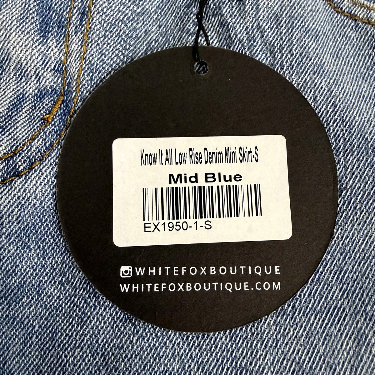 White Fox Womens Mid Blue Low Rise Denim Mini Skirt Size S NEW