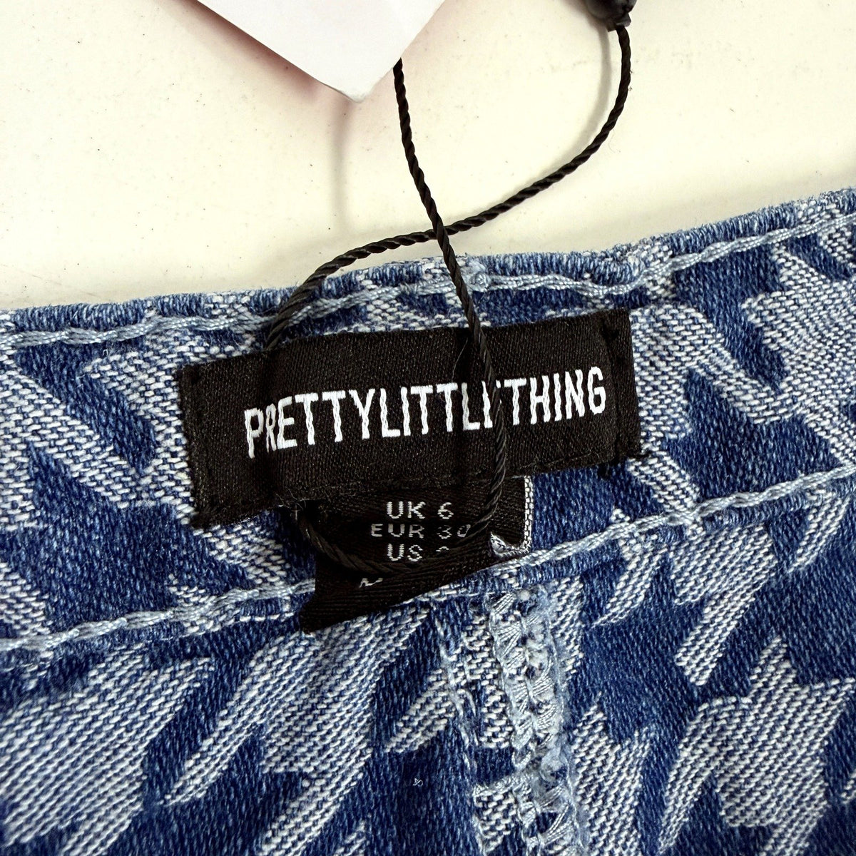 PrettyLittleThing Womens Blue Houndstooth Micro Mini Skirt Size 6 | NEW