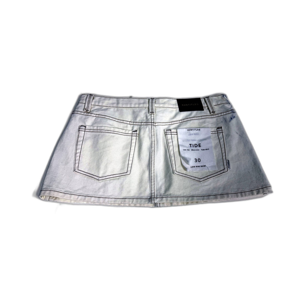 Subtitled Womens White Denim Micro Mini Tube Skirt Size 30 by NEW