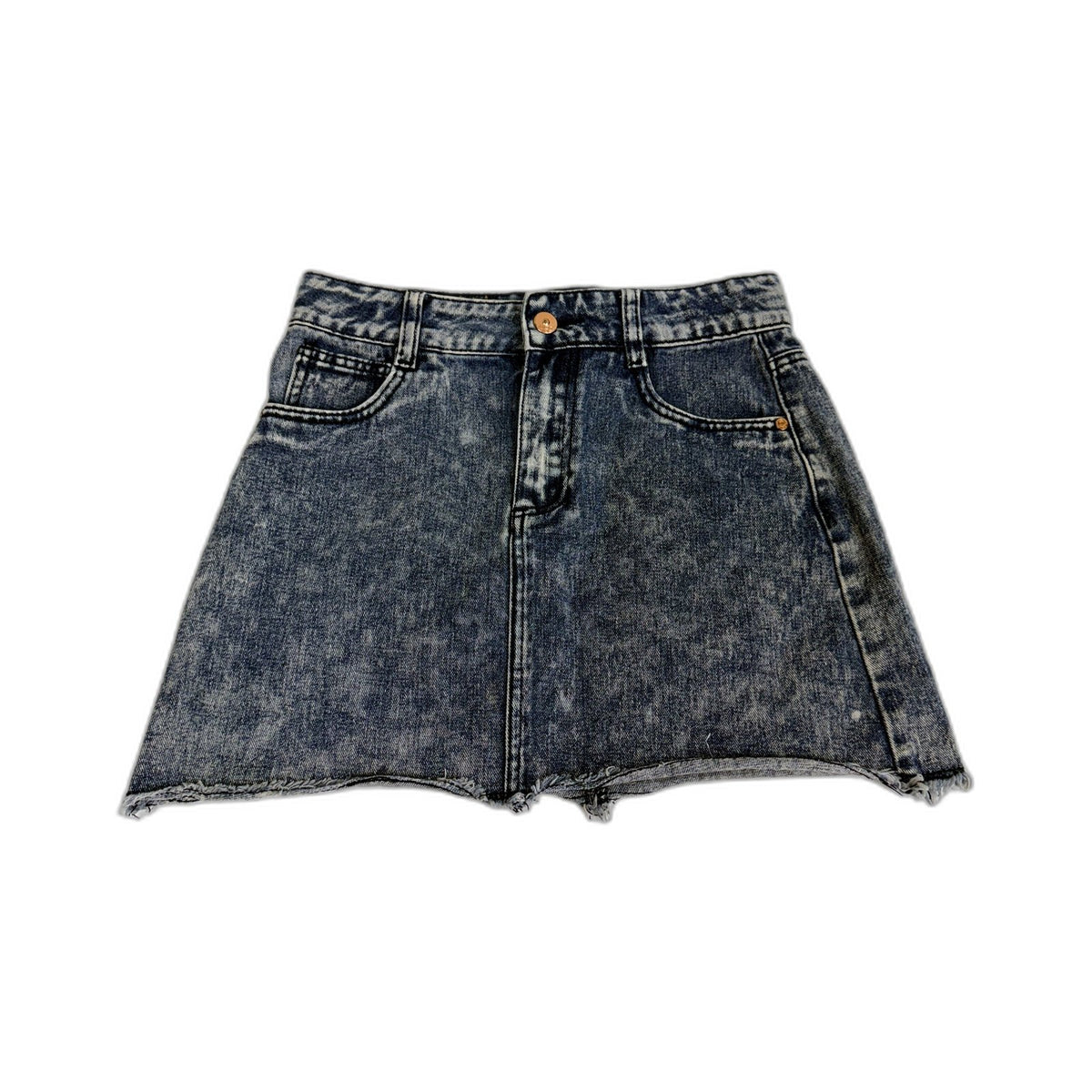 Mooks Womens Denim Mini Skirt Distressed Frayed Vintage Medium Blue Size 12