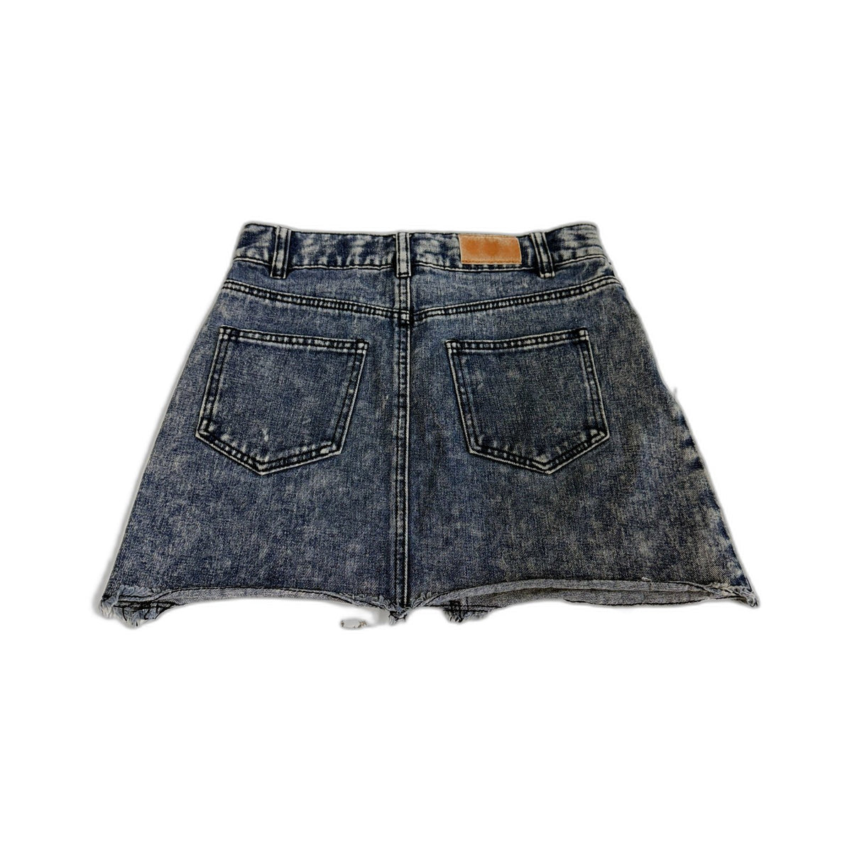 Mooks Womens Denim Mini Skirt Distressed Frayed Vintage Medium Blue Size 12