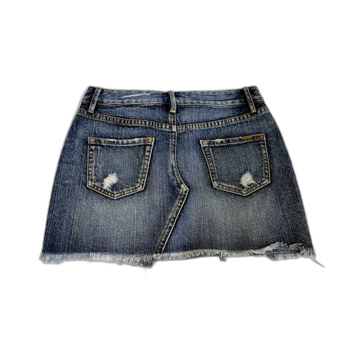 Witchery Womens Denim Mini Skirt Distressed Raw Hem Medium Blue Size 6