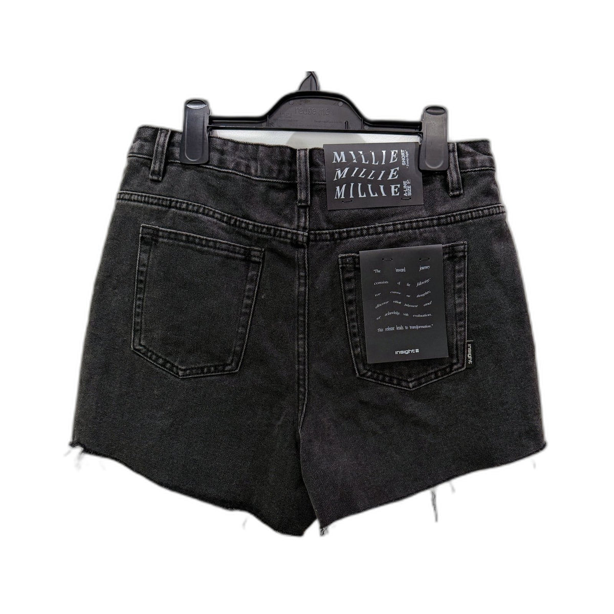 Insight Womens Millie A-Line Black Denim Shorts Size 28 NEW