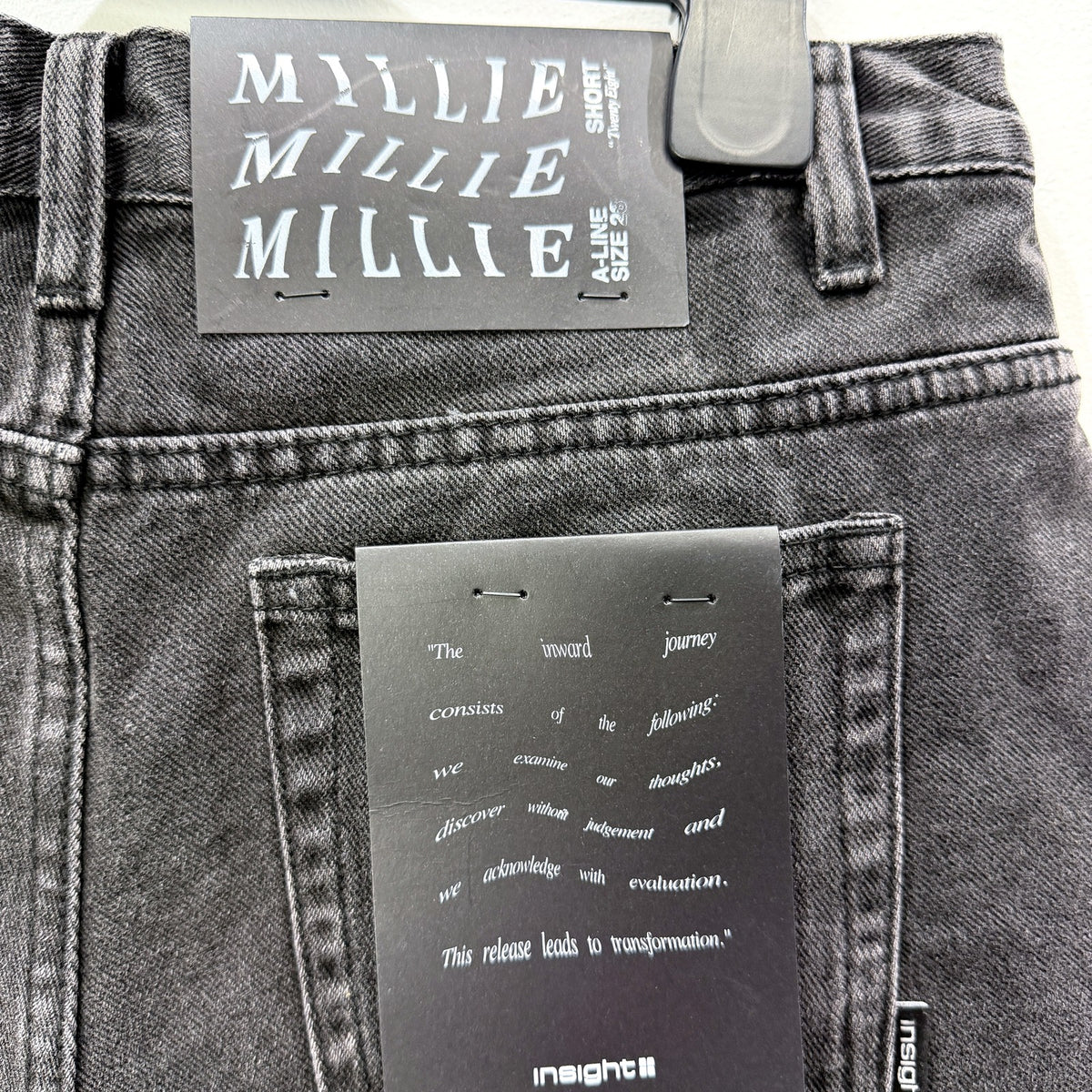 Insight Womens Millie A-Line Black Denim Shorts Size 28 NEW