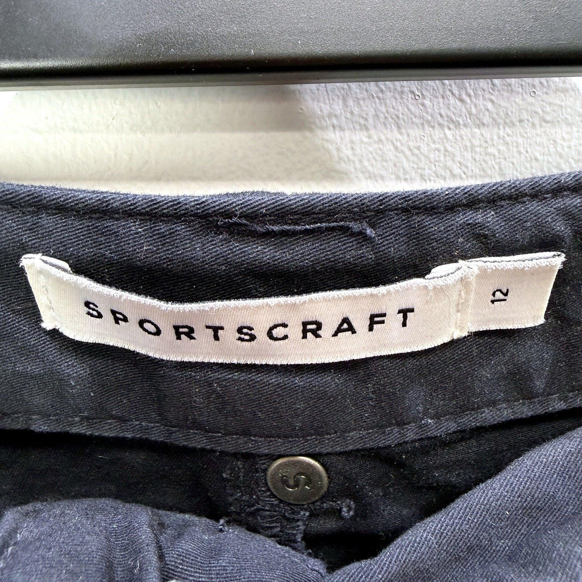Sportscraft Womens Navy Blue Denim Skirt with Cargo Pockets Size 12