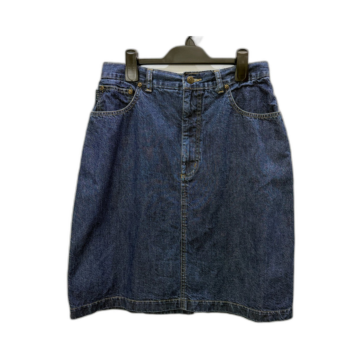 Corfu Jeans Womens Dark Blue Denim A-Line Skirt by Size 14 Vintage
