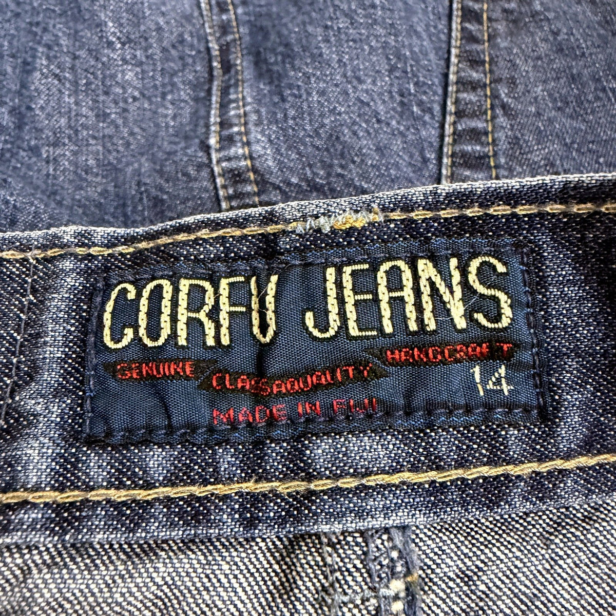 Corfu Jeans Womens Dark Blue Denim A-Line Skirt by Size 14 Vintage