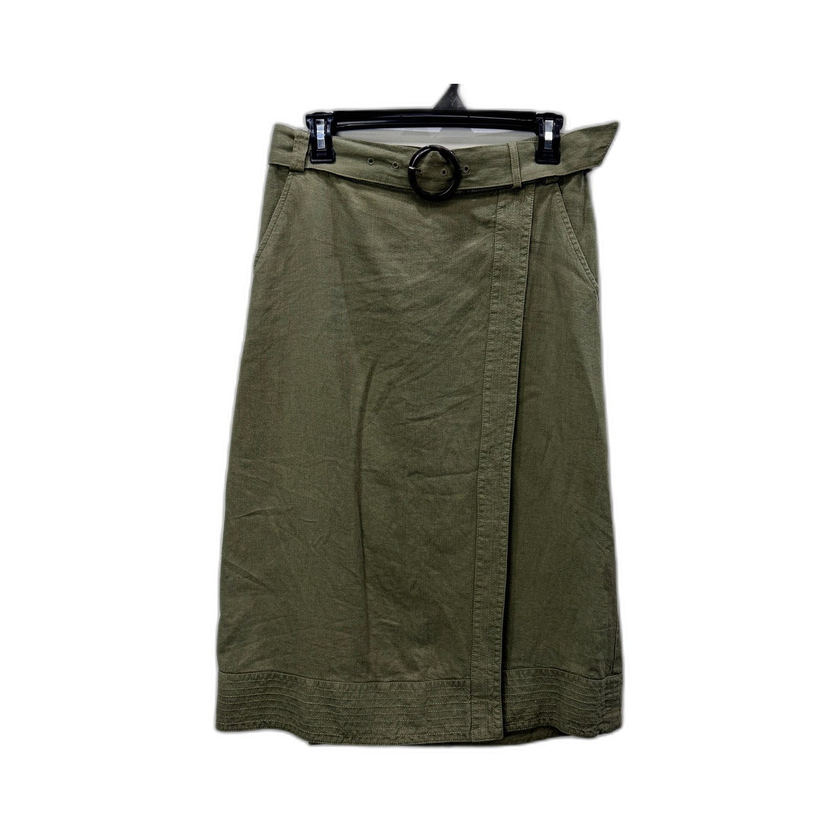Sportscraft Womens A-Line Midi Skirt Sage Green Linen Size 8