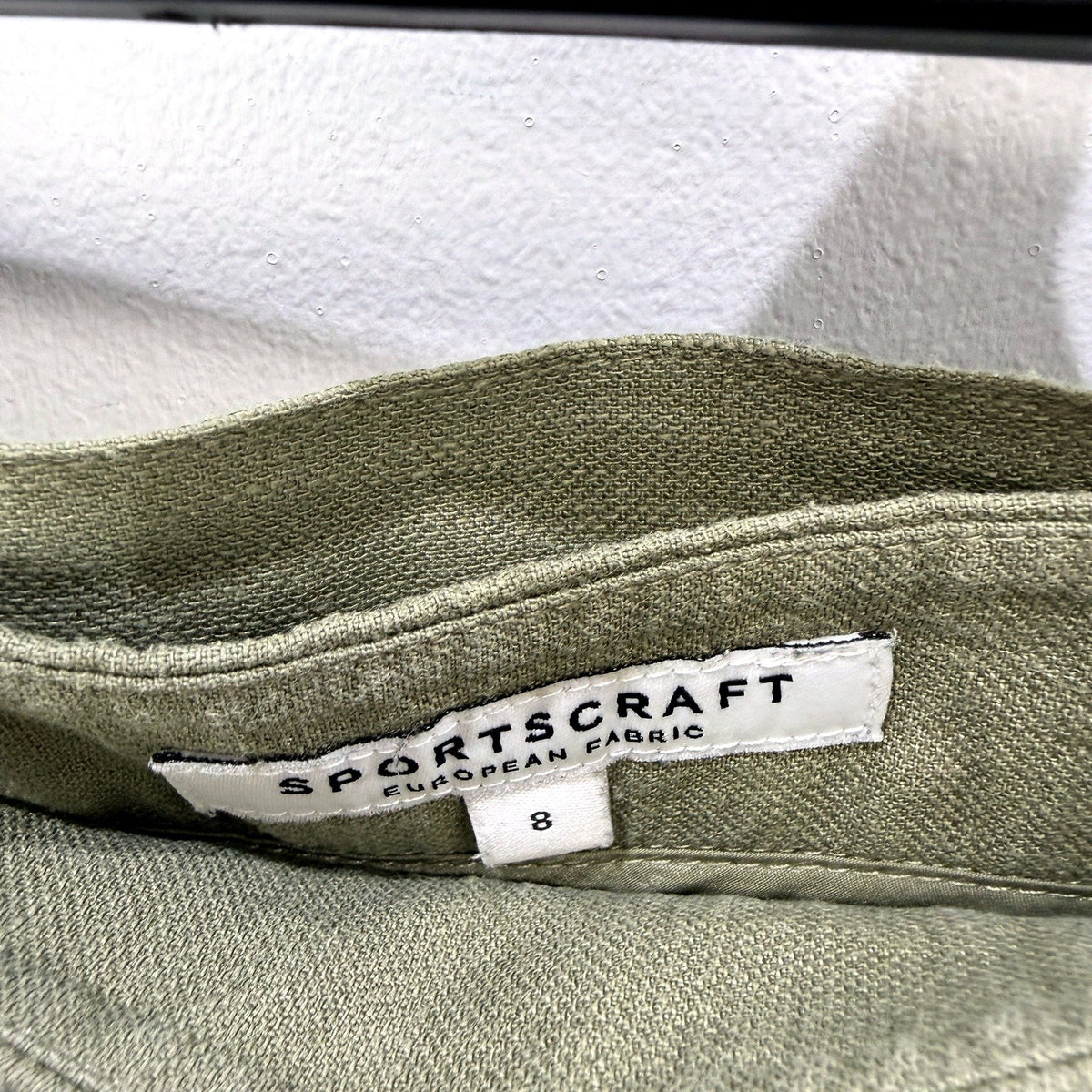 Sportscraft Womens A-Line Midi Skirt Sage Green Linen Size 8