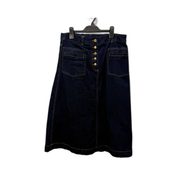 Yarra Trail Womens Denim Midi Skirt Dark Navy Blue Size 12