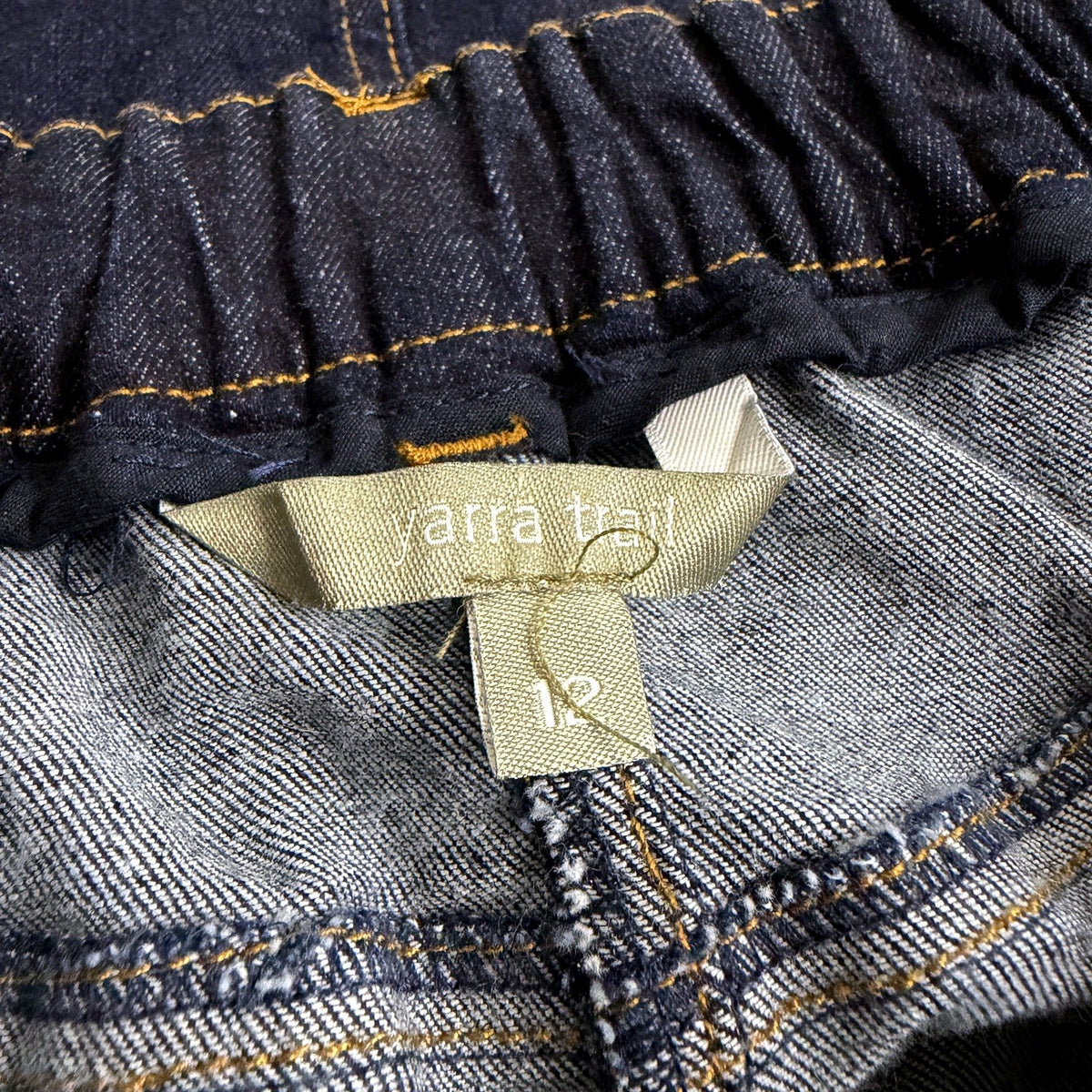 Yarra Trail Womens Denim Midi Skirt Dark Navy Blue Size 12