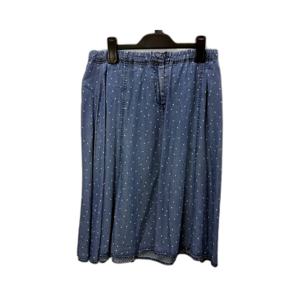 Sportscraft Womens A-Line Skirt Blue Polka Dot Elastic Waist Size 14