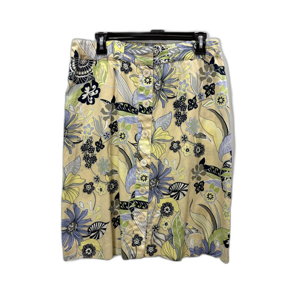 Gordon Smith Womens A-Line Skirt Floral Print Button Front Size 14