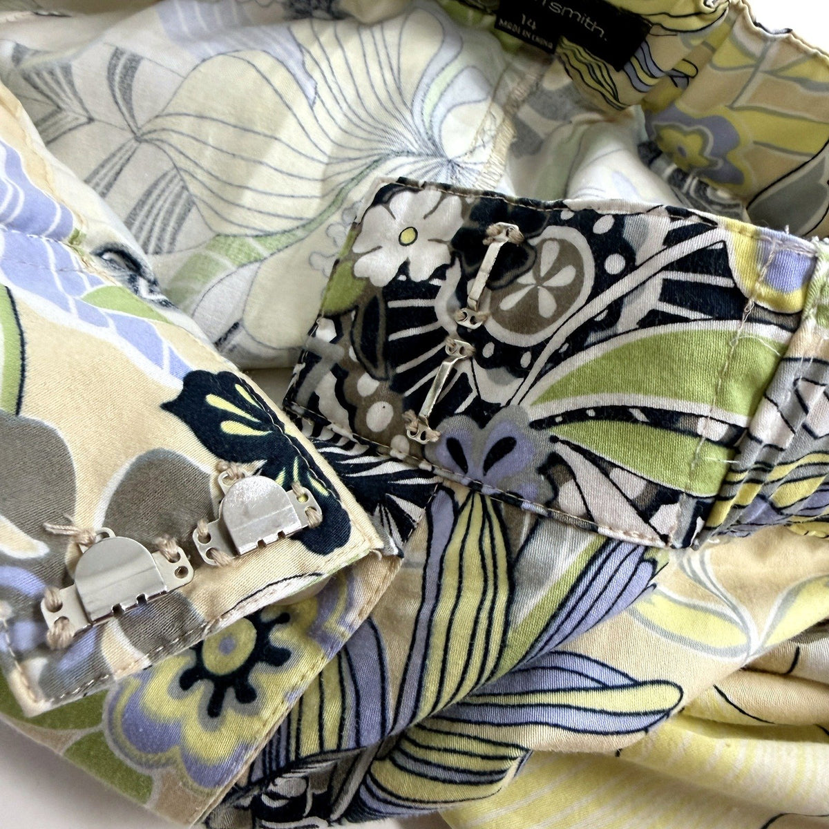 Gordon Smith Womens A-Line Skirt Floral Print Button Front Size 14
