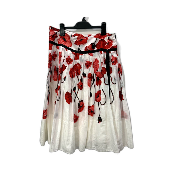 Yarra Trail Womens Red Poppy Floral Midi Skirt Size 12 NEW