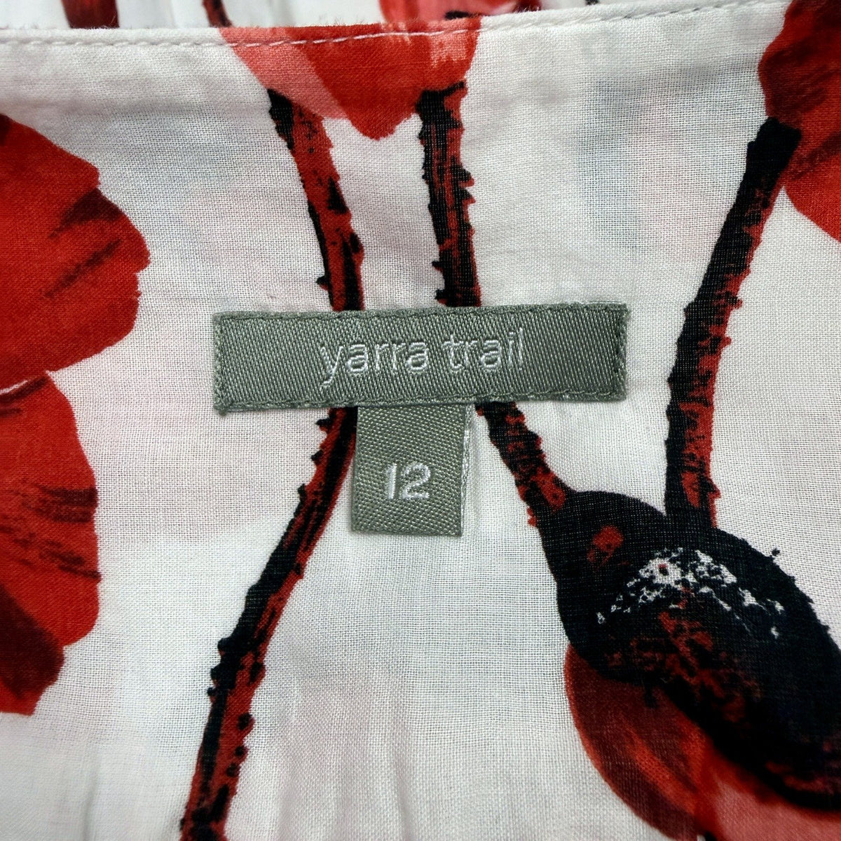 Yarra Trail Womens Red Poppy Floral Midi Skirt Size 12 NEW