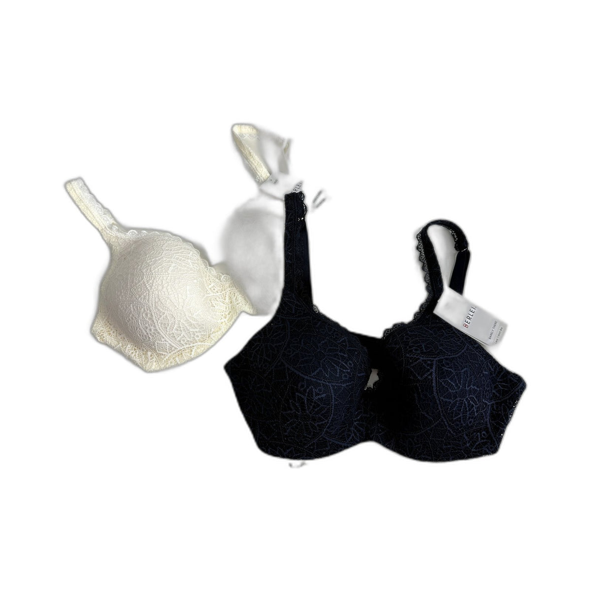 Berlei Womens Barely There Lace T-Shirt Bra 2-Pack Navy White 14DD NEW