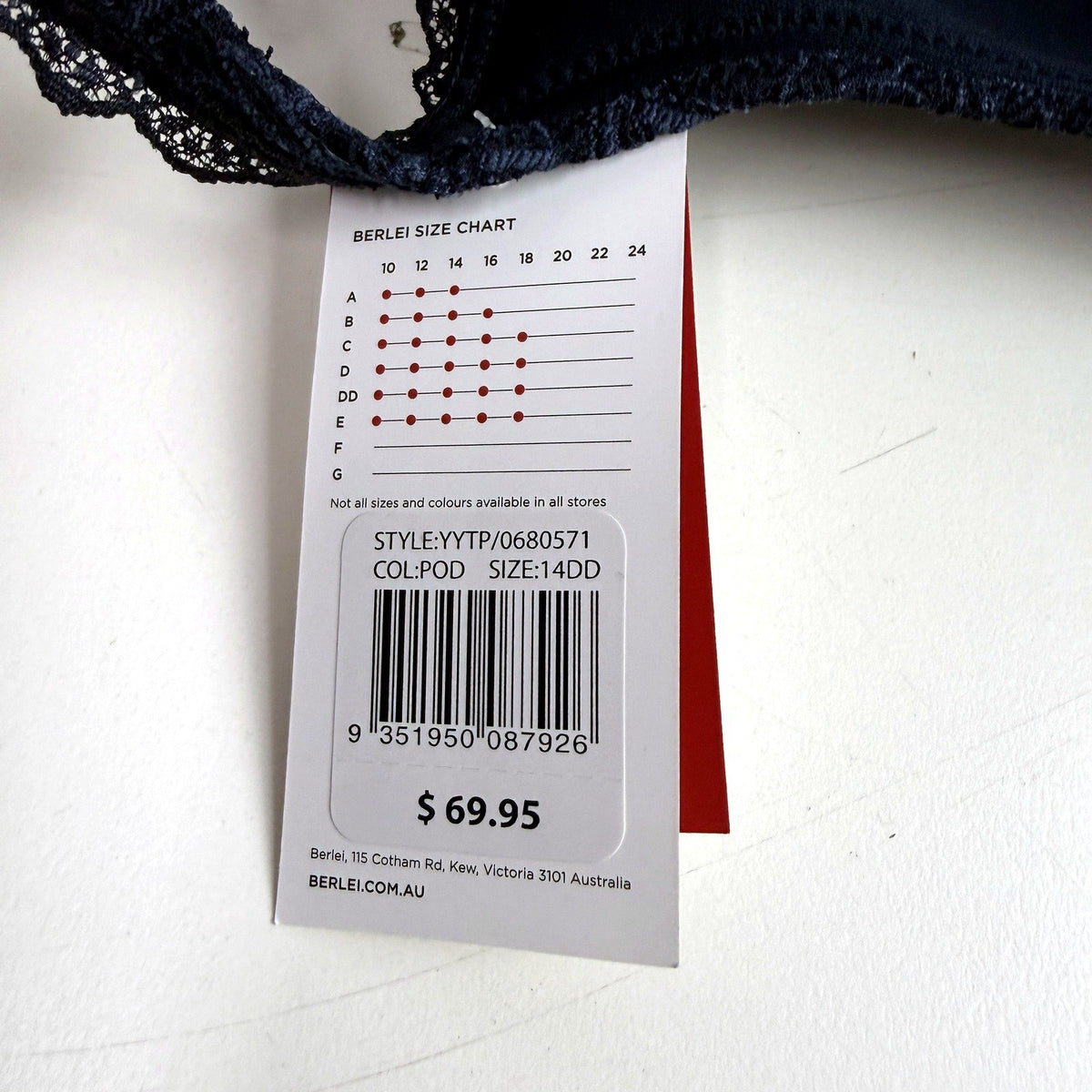 Berlei Womens Barely There Lace T-Shirt Bra 2-Pack Navy White 14DD NEW