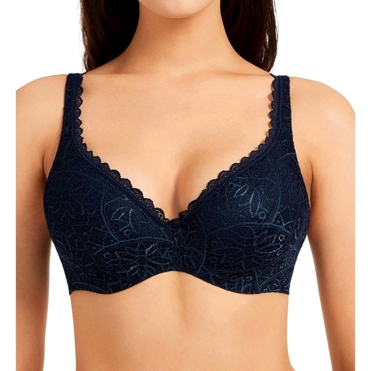 Berlei Womens Barely There Lace T-Shirt Bra 2-Pack Navy White 14DD NEW