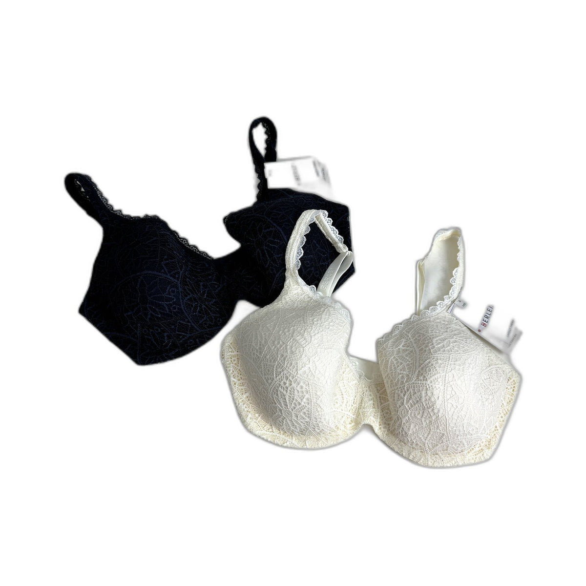 Berlei Womens Lace T-Shirt Bra 2-Pack Molded Cups Navy White 14E NEW