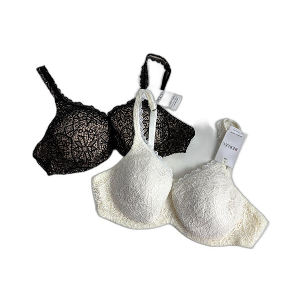 Berlei Womens Barely There Lace T-Shirt Bra 2-Pack Black White 16B NEW