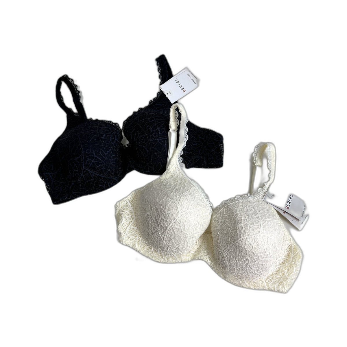Berlei Womens Lace T-Shirt Bra 2-Pack Molded Cups Navy White 14C NEW