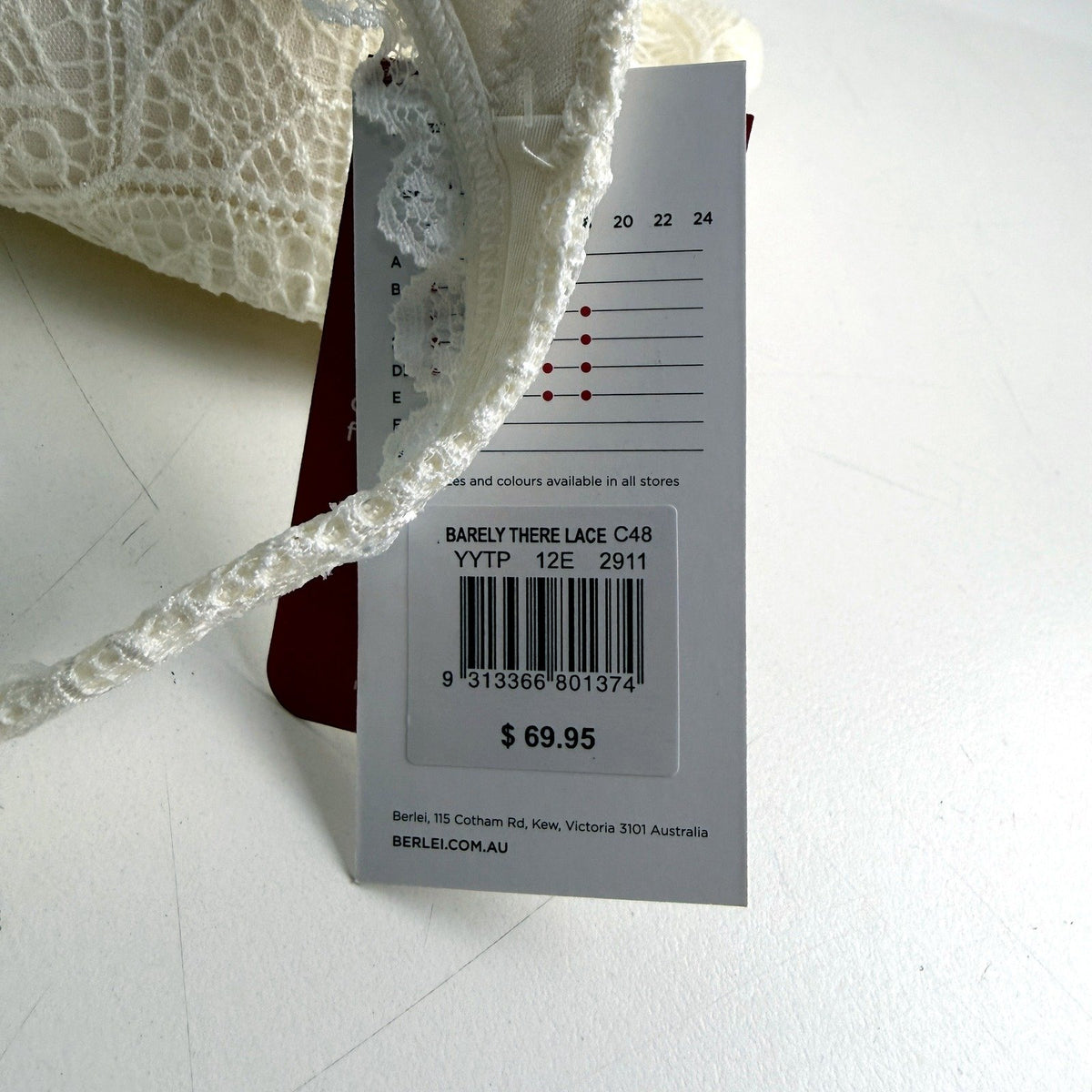 Berlei Womens Barely There Lace T-Shirt Bra 2-Pack Black White 12E NEW