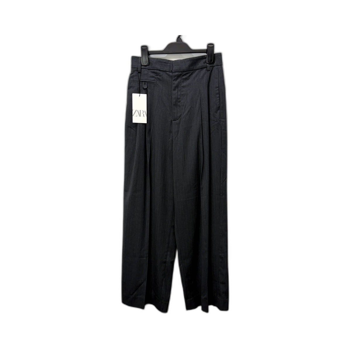 Zara Womens Wide Leg Trousers Charcoal Gray Tailored XS NEW