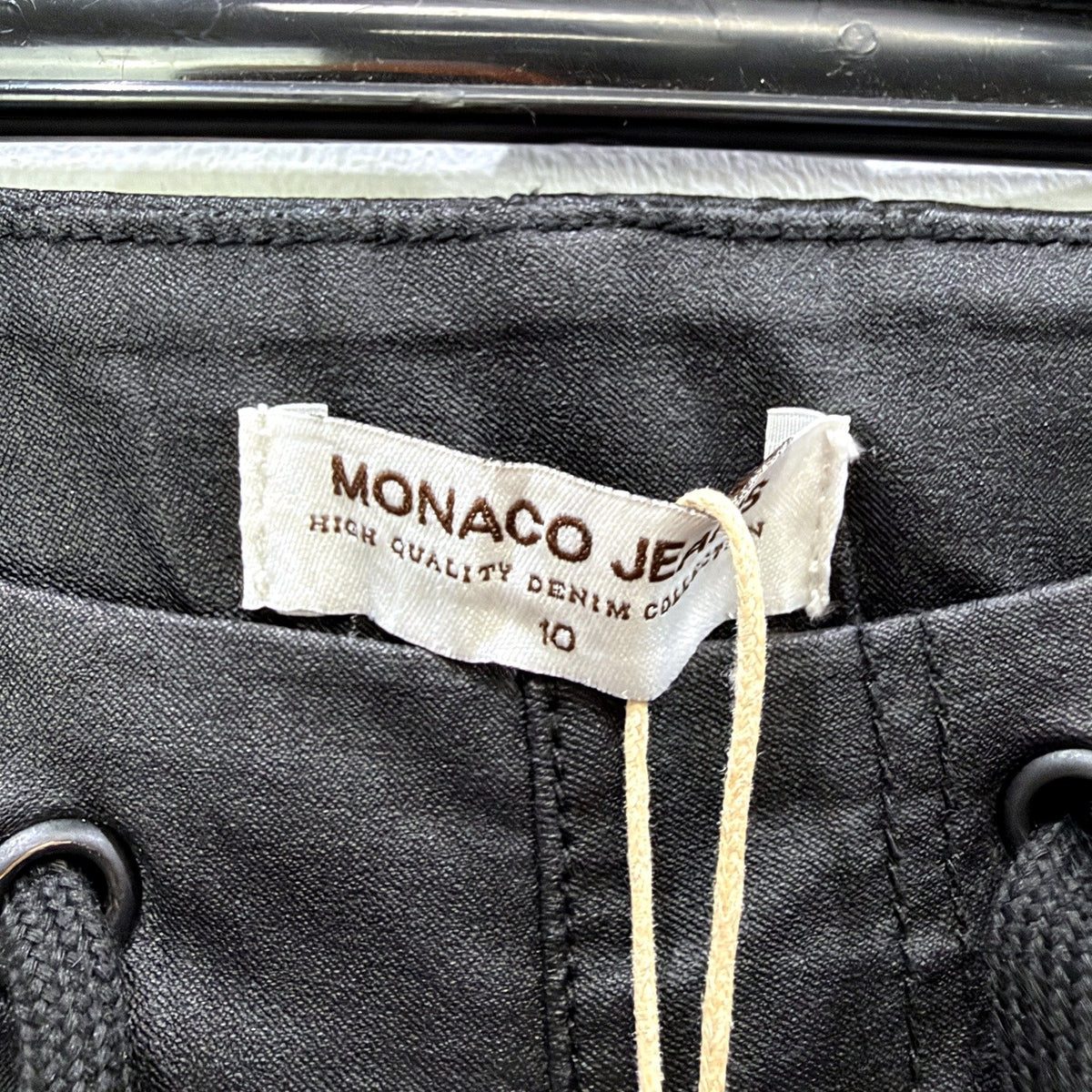 Monaco Jeans Womens Black Denim Jogger Pants Stretch Tapered Size 10 NEW