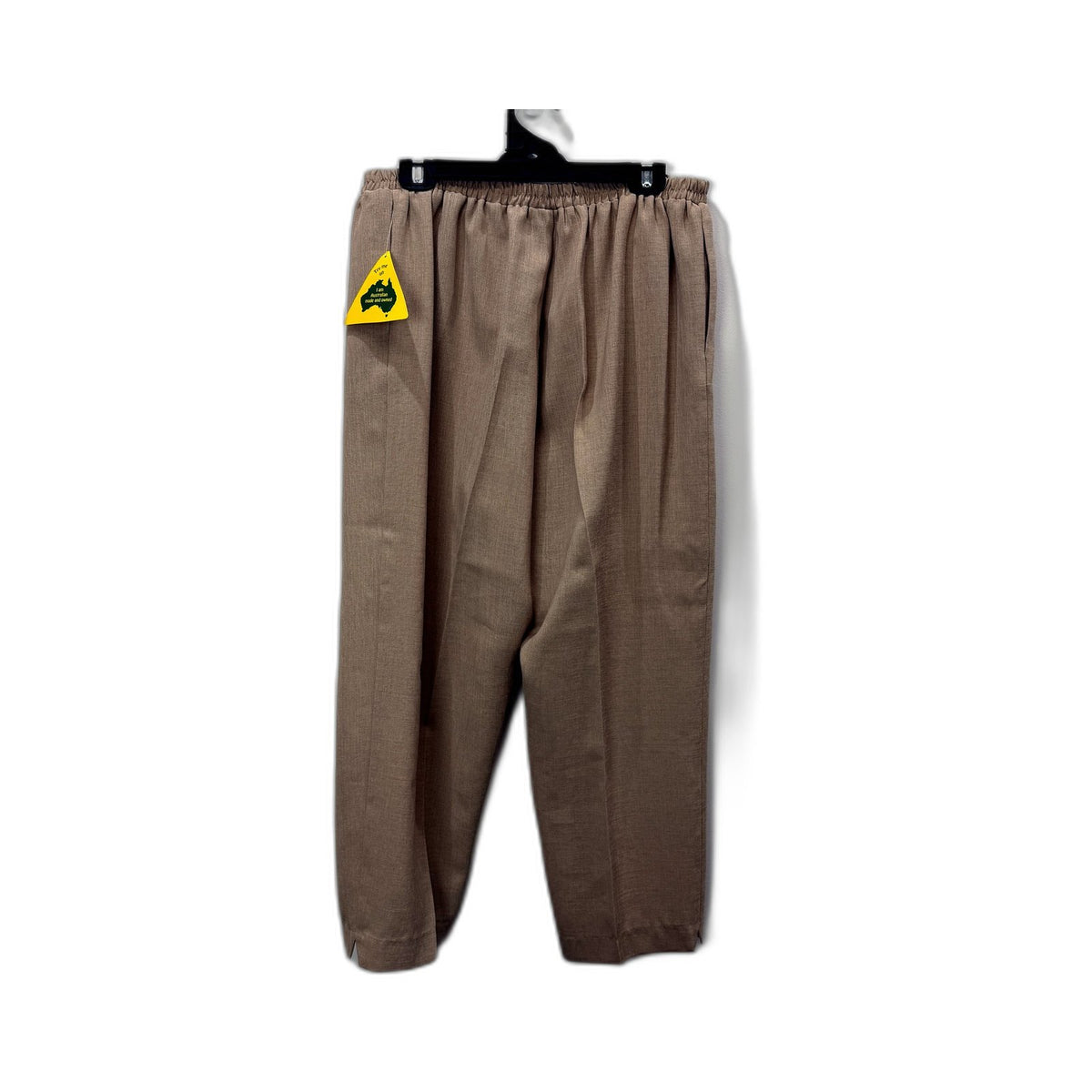 David Womens Linen Pants Elastic Waist Taupe Beige Size 20 NEW