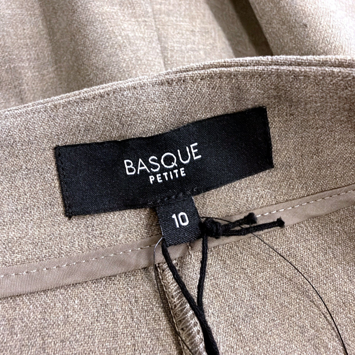 Basque Petite Womens Pleated High-Waisted Dress Pants Taupe Size 10 NEW