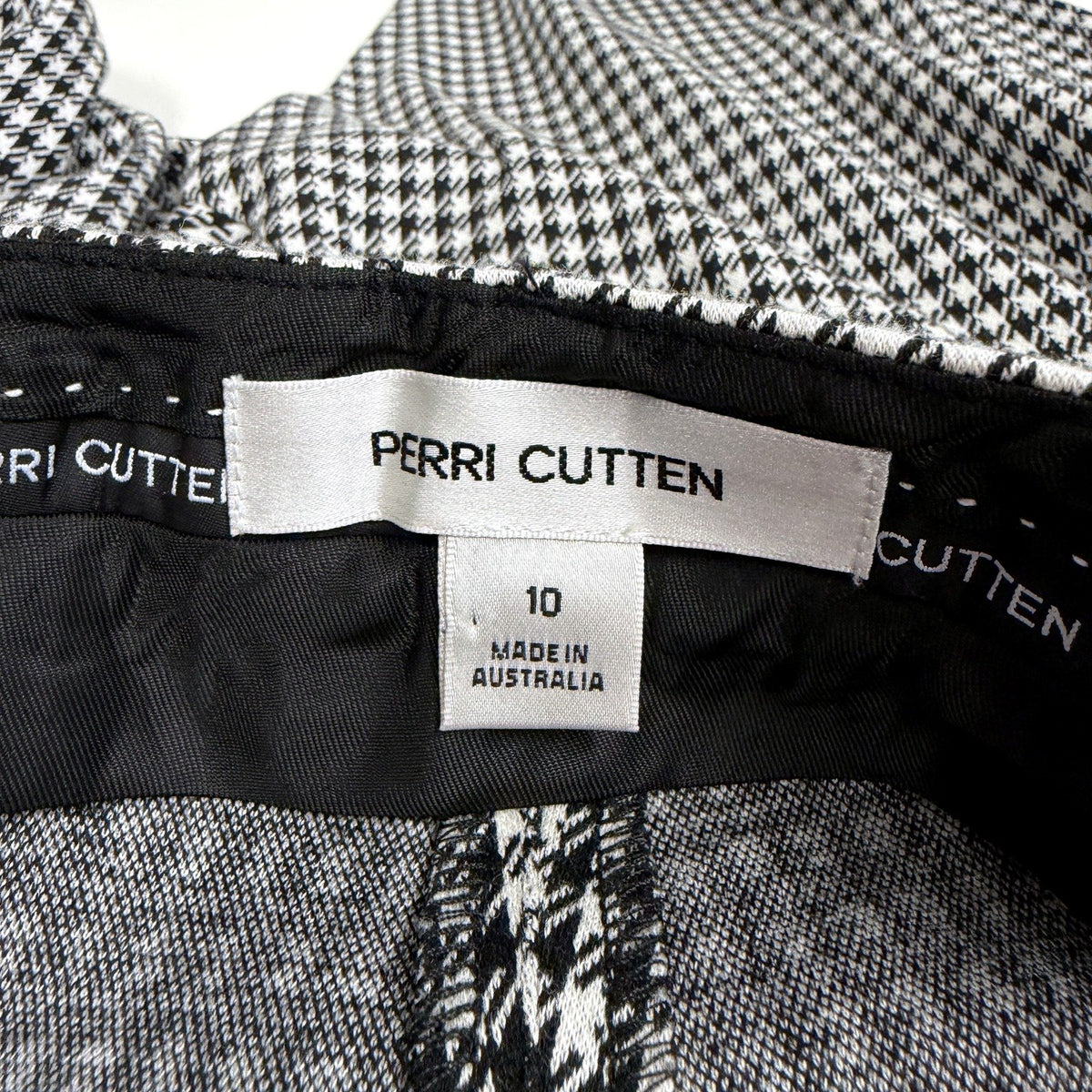 Perri Cutten Womens Black White Houndstooth Trousers Size 10