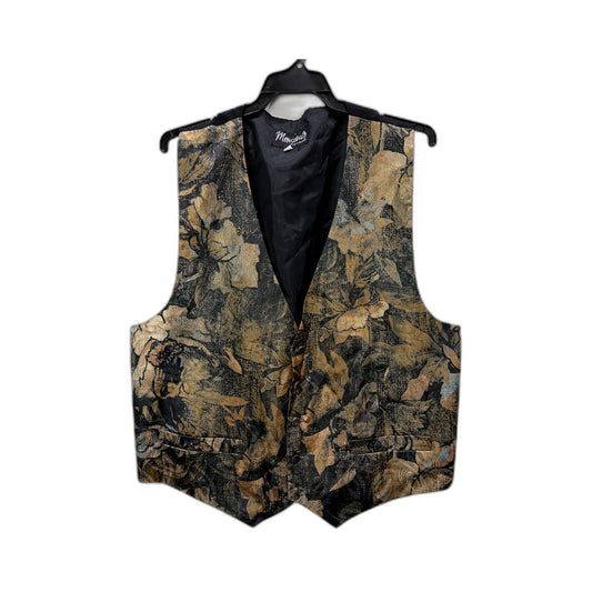 Monsieur Mens Formal Vest Black Gold Floral Brocade Size L