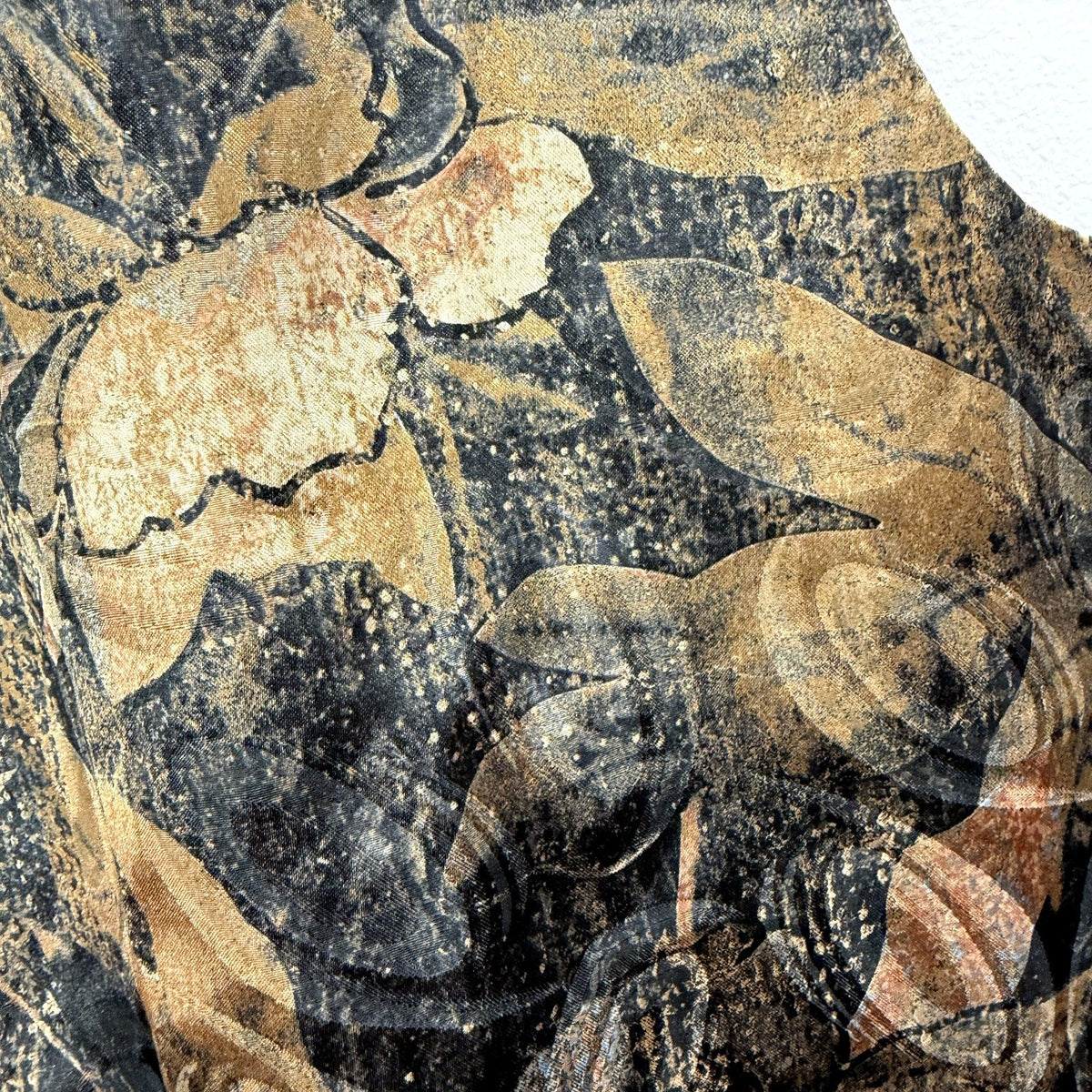 Monsieur Mens Formal Vest Black Gold Floral Brocade Size L