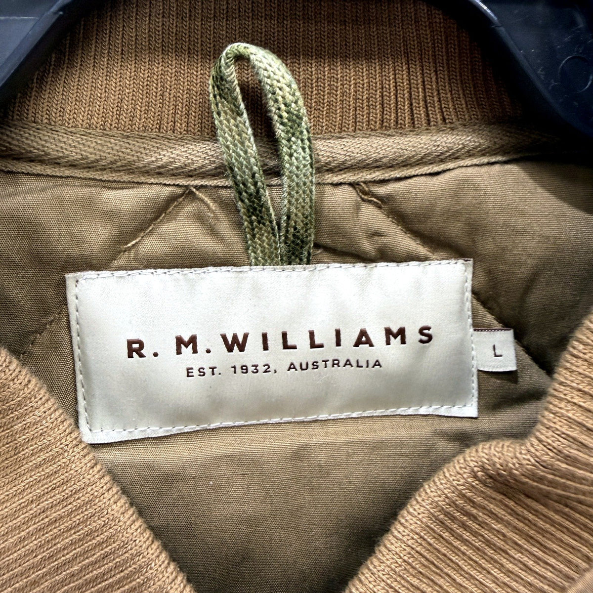 R.M. Williams Mens Quilted Puffer Vest Olive Brown Size L