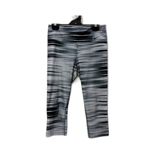 Nike Womens Striped Capri Leggings Gray Black Athletic Size M